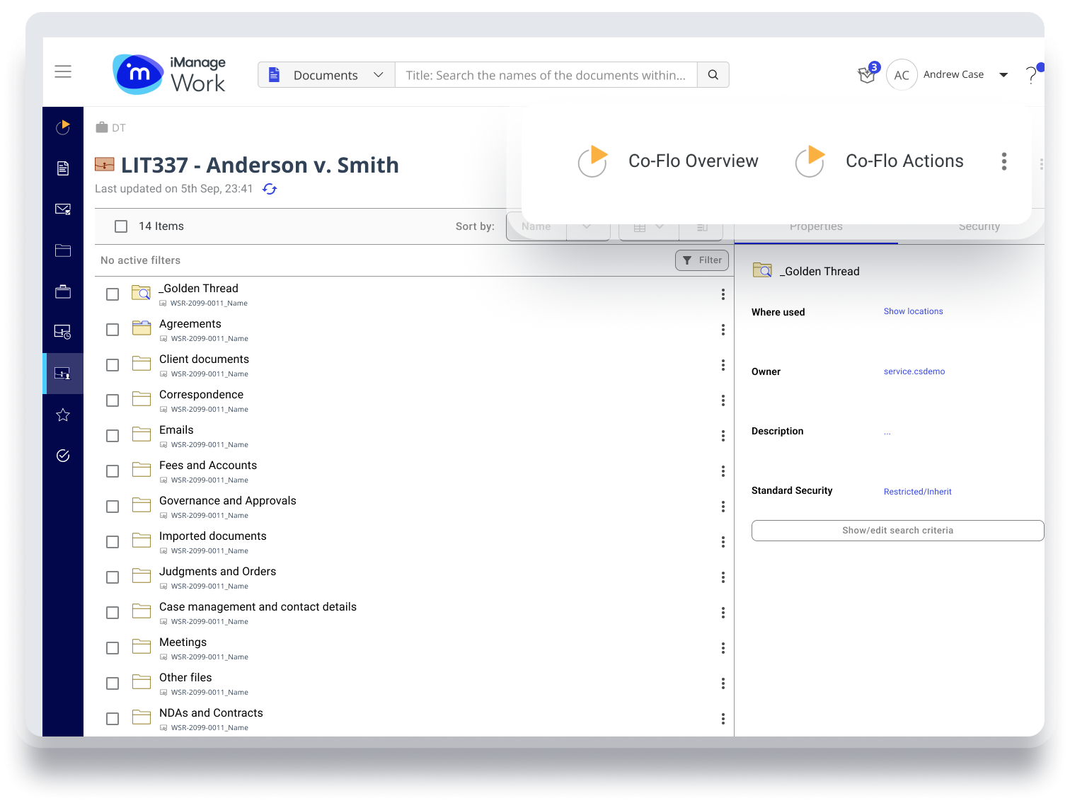 iManage workspace generation